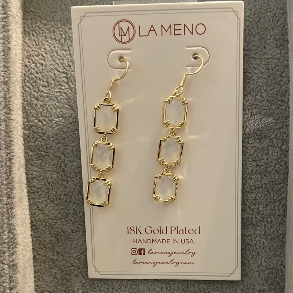La Meno 18K Gold plated Geometric Dangle Earrings
